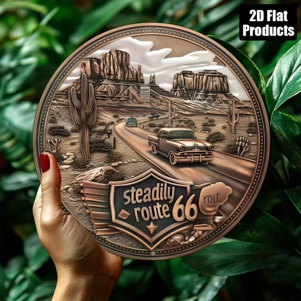 1pc Route 66 Themed Metal Tin Sign Wall Decor 8x8 Inch Gift for Bar Home