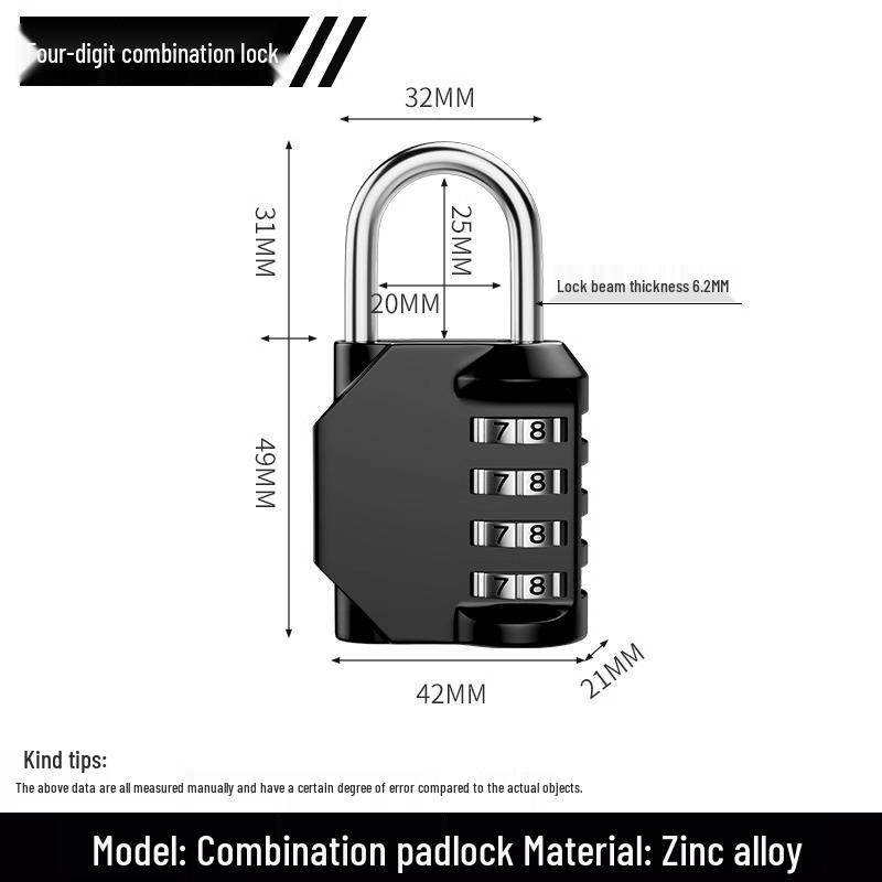 Waterproof Rustproof Anti-theft Padlock for Suitcases, Lockers, Schoolbags, Bike Frames, Helmets, and Gym.