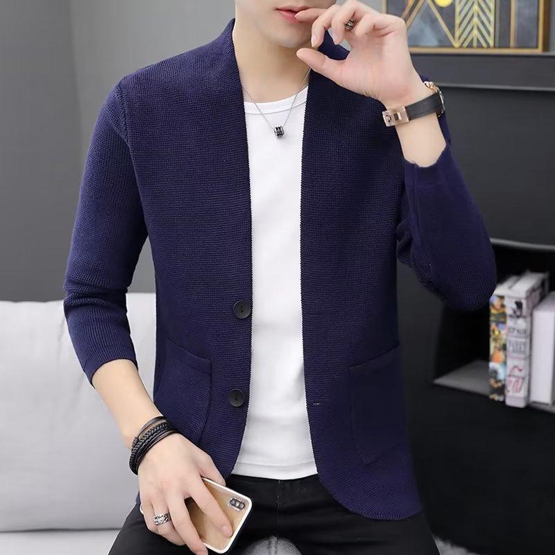 Ανοιξιάτικη και Φθινοπωρινή Ανδρική Ζακέτα Casual πουλόβερ Ζακέτα μονόχρωμη