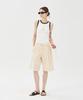 PINBLACK Belted Single-Pleat Bermuda Pants Beige