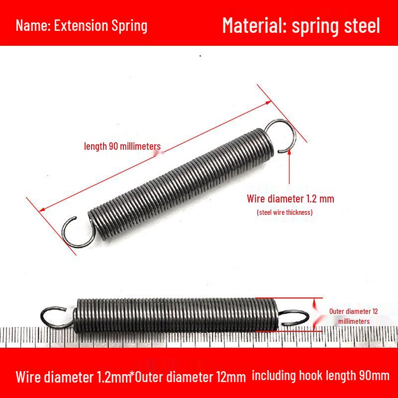 1.2mm Wire Extension Spring with Hook - Soft Tensile Force Spring Accessory