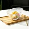 High-Value Gold Rim Glass Salad Bowl - Light Luxury Large Fruit Plate with Elevated Slanted Mouth Design.