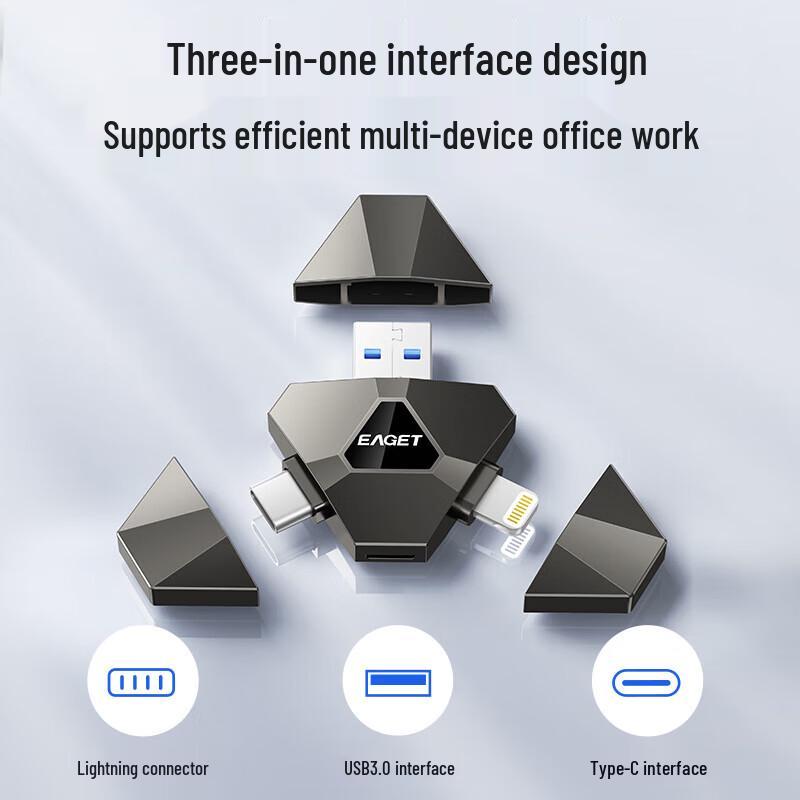 EAGET I90PLUS 3-in-1 MFI Certified USB Flash Drive
