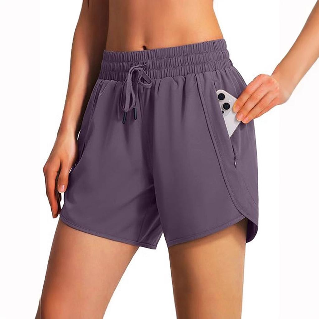 Women's Athletic Running Shorts, Quick-drying Shorts With Zippered Pockets