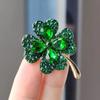 Green Red Crystal Rhinestone Four-Leaf Clover Flower Brooches Lapel Pins Jewelry Clothing Accessories Brooch for Women