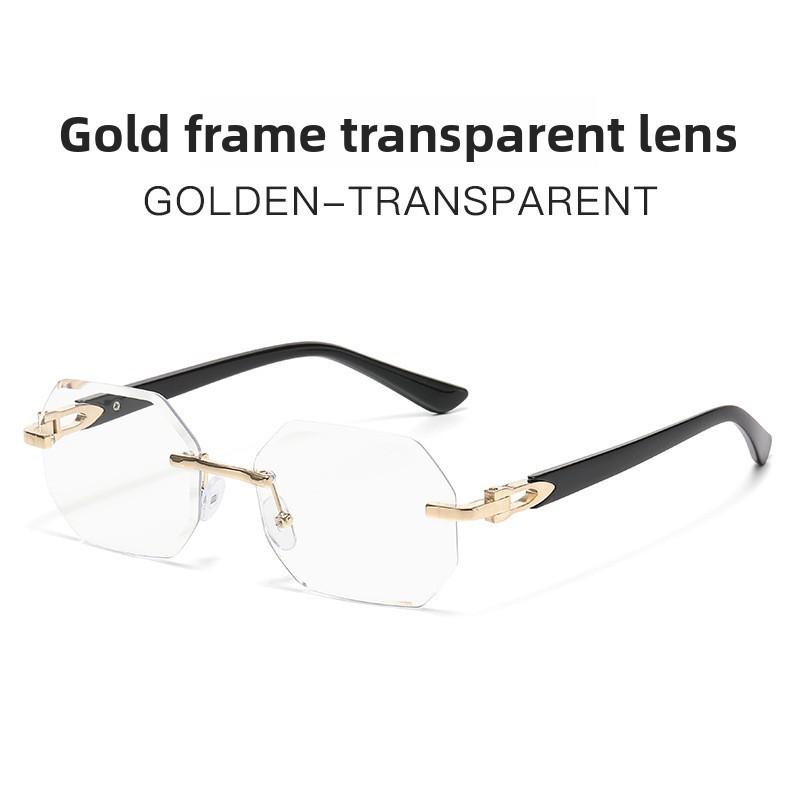 

Geometric Unisex Frameless Square Sunglasses With Uv400 Protection For Outdoor Travel And Fashion Transparent