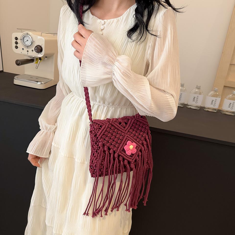 Богемная бахрома плетеная сумка женская 2024 новая интернет знаменитость сумка через — фото 12