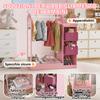Kids Clothes Rail with Storage Shelf, Boxes, Mirror for Bedroom, Nursery, Pink