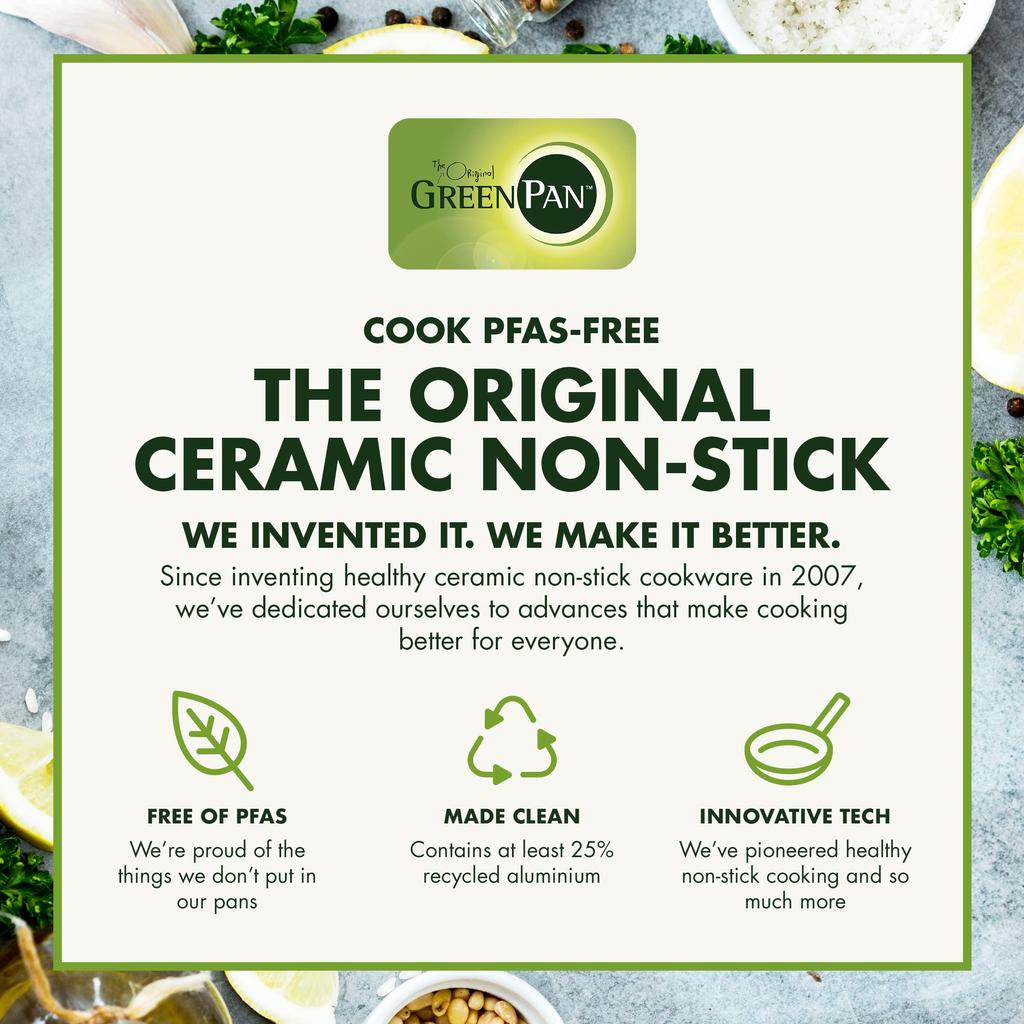 GreenPan Frying Pan 28cm IH Compatible Venice Pro Ceramic Coating Inside and Out Easy To Clean No Harmful Substances Used Safe and Secure Light Gray