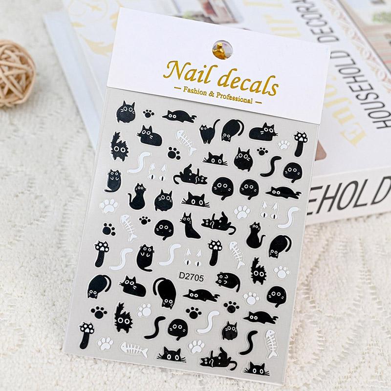 

Kawaii 3D наклейки для ногтей с животными, самоклеящиеся блестящие гладкие пластиковые наклейки для ногтей для домашних животных, сделай сам, собаки, кошки, медведи, панды D2705 чёрный