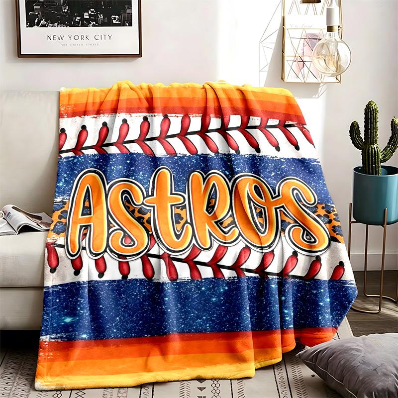 Houston Astros Theme Personalized Outdoor Flannel Blankets Soft And Suitable For All Seasons Perfect For Sofas Beds And Camping