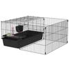 Small Animal Cage with Removable Enclosure, Playpen with Hutch, Incl. Accessories, Black