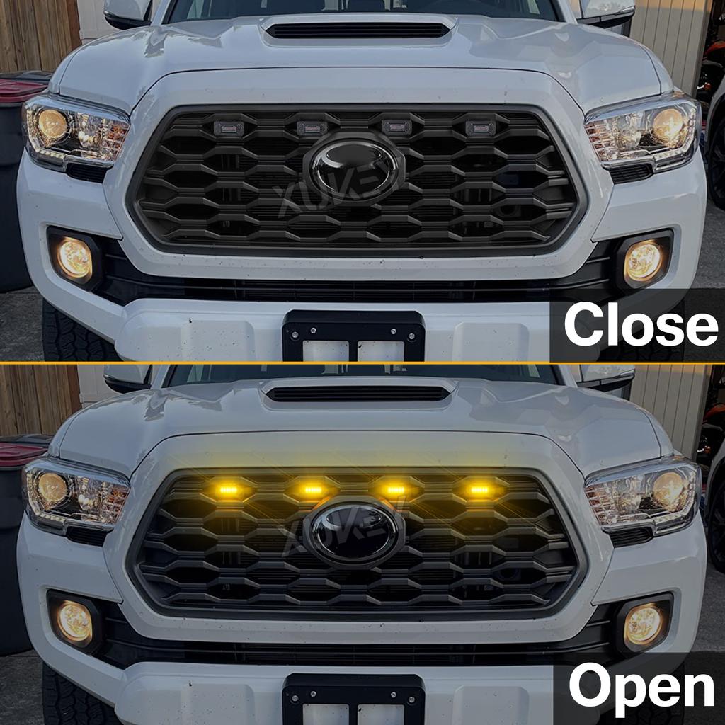 4x 6LED Grille Light Wiring Harness Kit Smoked Amber For Toyota Tacoma TRD Off Road Sport Models Front Grill 2020 2021 2022 2023