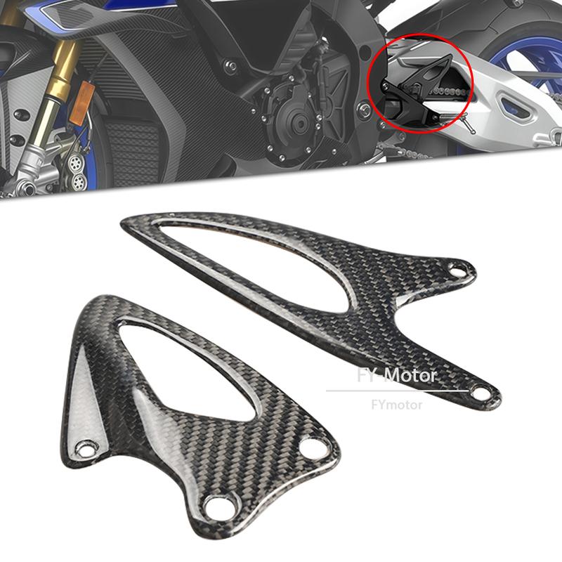 Kohlefaser-Fußpedal & Fersenschutz für Yamaha YZF-R1 / R1M 2020-2025, Motorrad-Fußrastenschutz