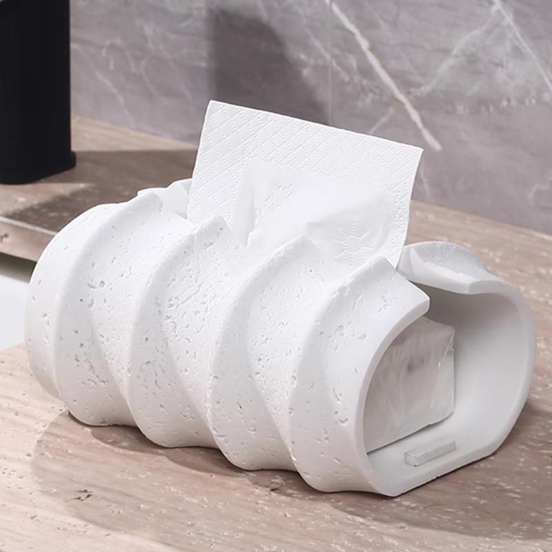 Creative Retro Light Yellow Cave Stone Tissue Holder, Tissue Box, Kitchen, Living Room, Bathroom, Desktop Tissue Storage Box