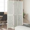 Vidaxl Room Divider, 3-Panel, White, Solid Paulownia Wood