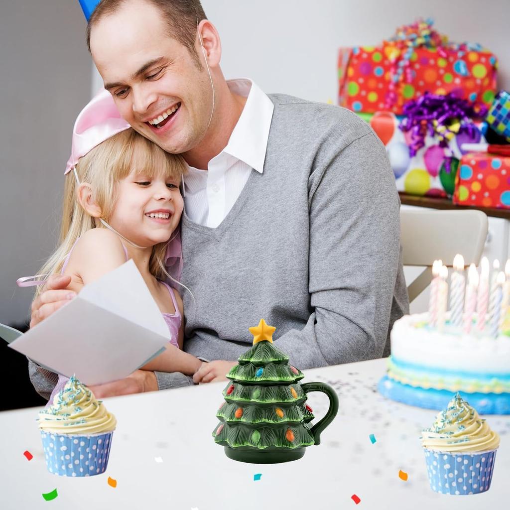 Christmas 16 Oz Green Nostalgic Ceramic Tree Lid Mug