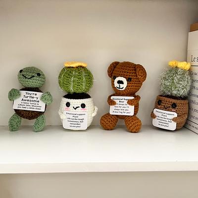 Positive Crochet Energy Dolls Mini Pocket Hug Handmade Plush Knitted Potatoes Desktop Decor Knitting Animal Vegetables Doll