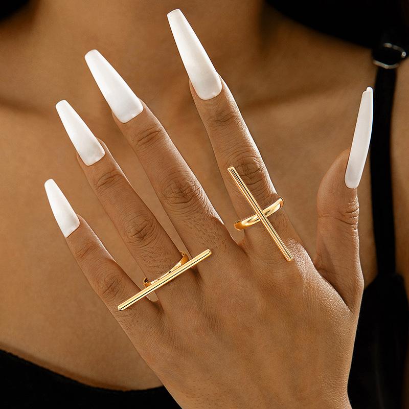 European and American Simple Straight Line Adjustable Ring, Hip-hop Style, Geometric Irregular Opening Bow Ring