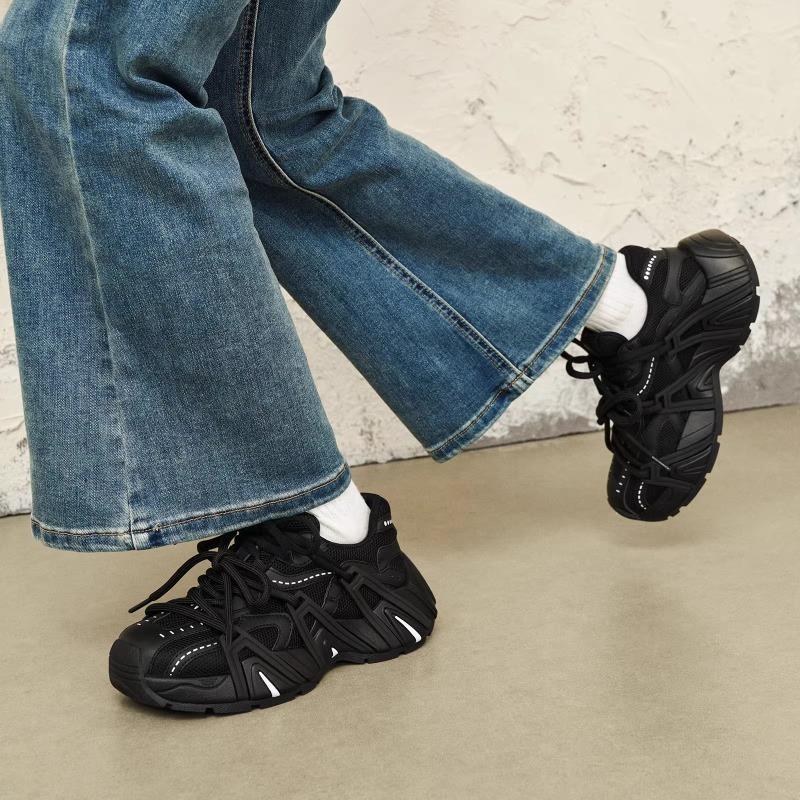 New thick-soled color matching strap dad shoes women's small height-increasing casual sports shoes