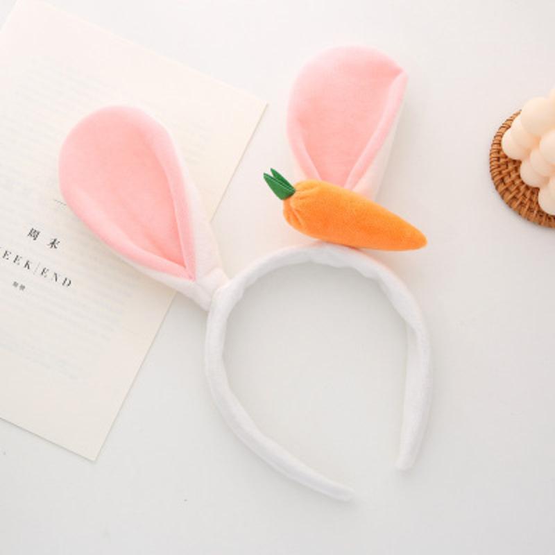 Soft Plush Cute Easter Bunny Ears Hairband With Carrot Bunny Shaped Headband