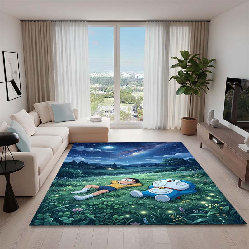 

Cute Doraemon Rug, Suitable for Playrooms, Bedrooms, Living Rooms, Sofas, and Other Home Décor; Non-slip Children s Mat. 60x90cm