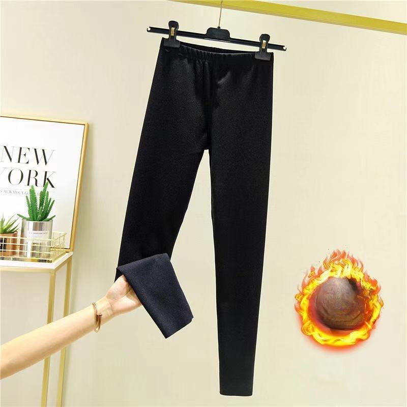 Women's High Waist Polar Fleece Heating Thermal Pants Autumn Winter Stretchy Slim-Fit Double-Sided Brushed Base Layer Leggings with Slimming Effect