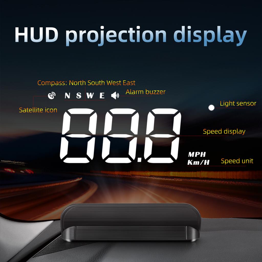 Car HUD 3.5 inch Head-up Display Projecter Digital Vehicle Speedometer GPS Model Overspeed Warning Fatigue Driving Alarm