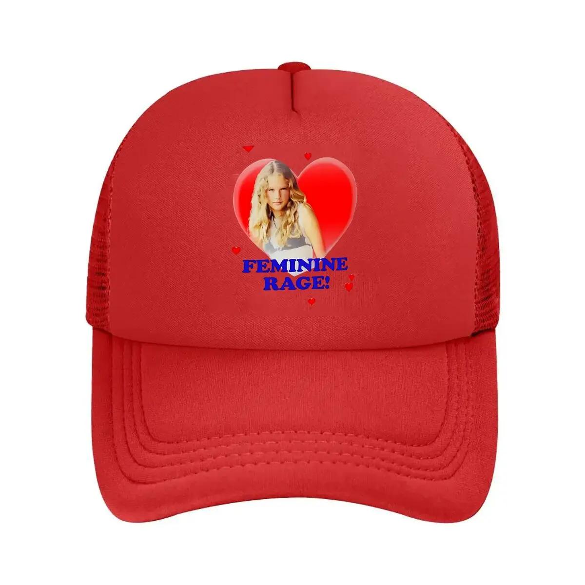 Illustration with Feminine Rage Slogan Mesh Baseball Cap One Size