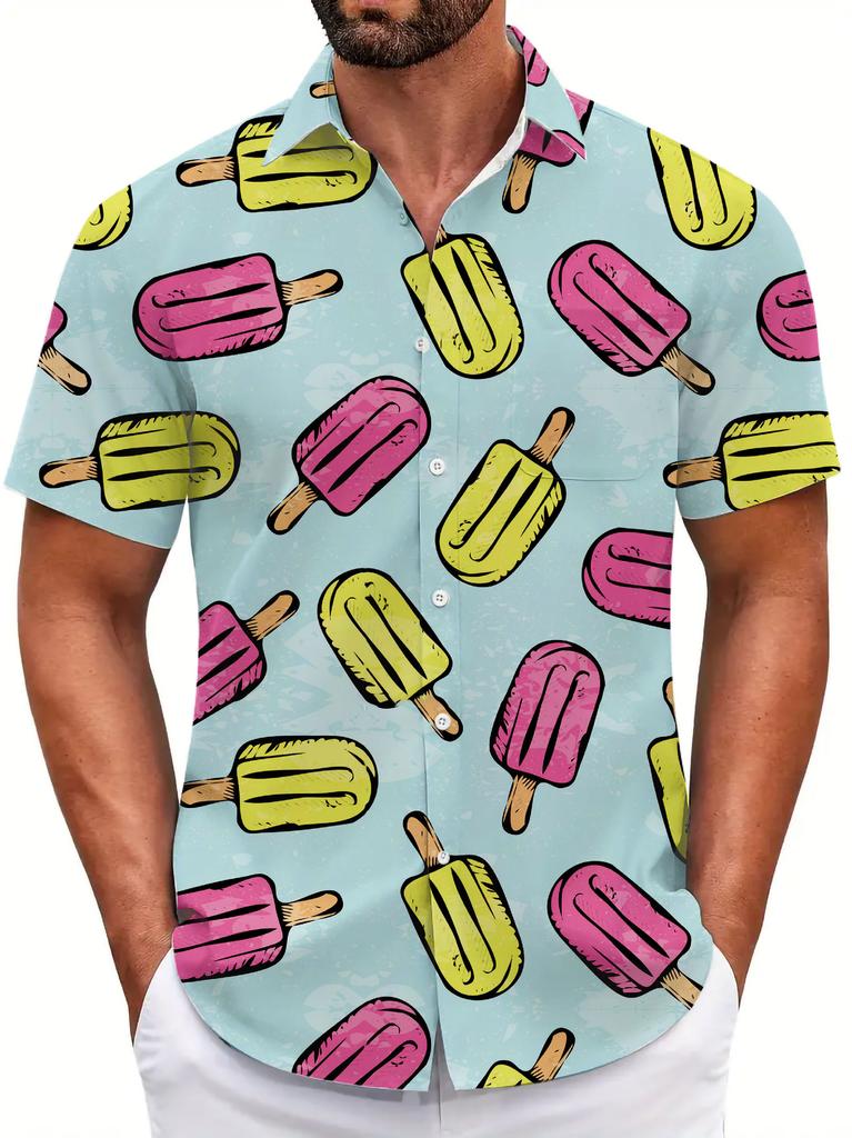 Summer Short Sleeve Flower Shirt Men'S Beach Large Size Casual 3D Digital Printing Men'S Shirt Tide