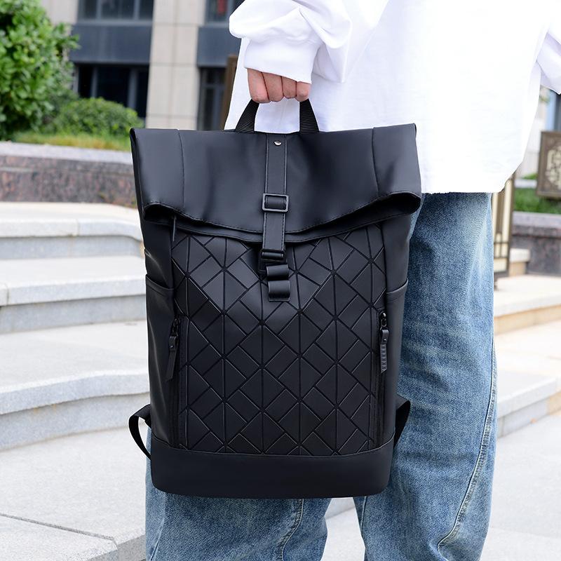 Schoolbag Backpack Men's Roll Top Outdoor Waterproof Computer Backpack Large Capacity College Student School Bag Work Commuter Travel
