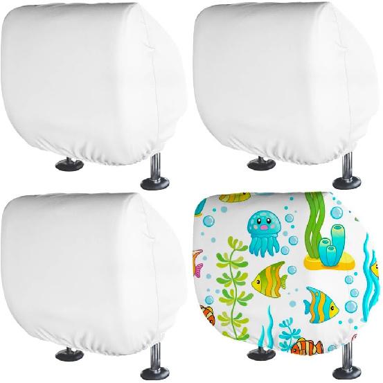 BAOZOON 4 Pcs Car Headrest Cover Blanks Elastic Universal Auto Head Rest Protectors Heat Transfer Headrest Dustproof Cover Soft Car Seat Headrest белый