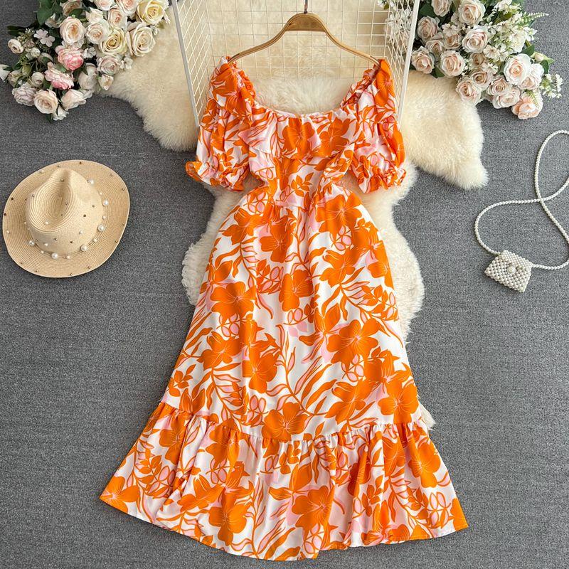 

Summer Lady Ruffles A- line Dress Short Sleeve Yellow All yards