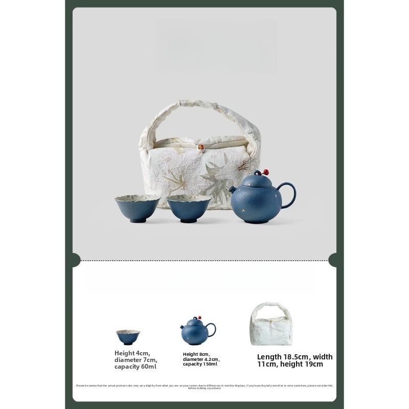 Hand-painted Small Daisy Ceramic Teapot, One Pot and Two Cups of Portable Travel Set, Outdoor Gifts for Girlfriends