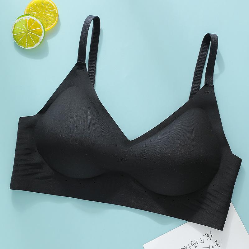 Soft support underwear women's thin breathable upper support, anti-sagging side closing without traces, gathering bra fixed inner cup 