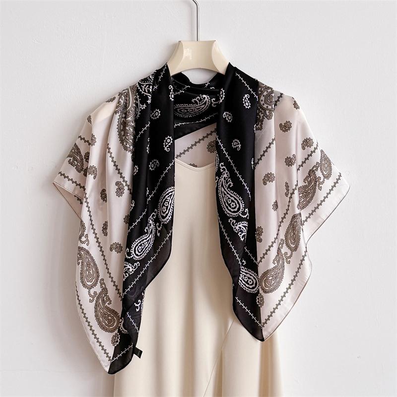 Color matching cashew nut simulation silk high-end large square scarf silk scarf printed shawl decorative scarf sunscreen scarf headscarf scarf