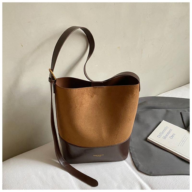 

Ретро сумка-багет большой вместимости, женская осенняя новинка, модная замшевая сумка-ведро, простая сумка на плечо