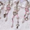 Sweet Bowknot Phone Chain Ornament Heart Beaded Cellphone Pendant Phone Lanyard Bag Ornament for Fashion Individuals