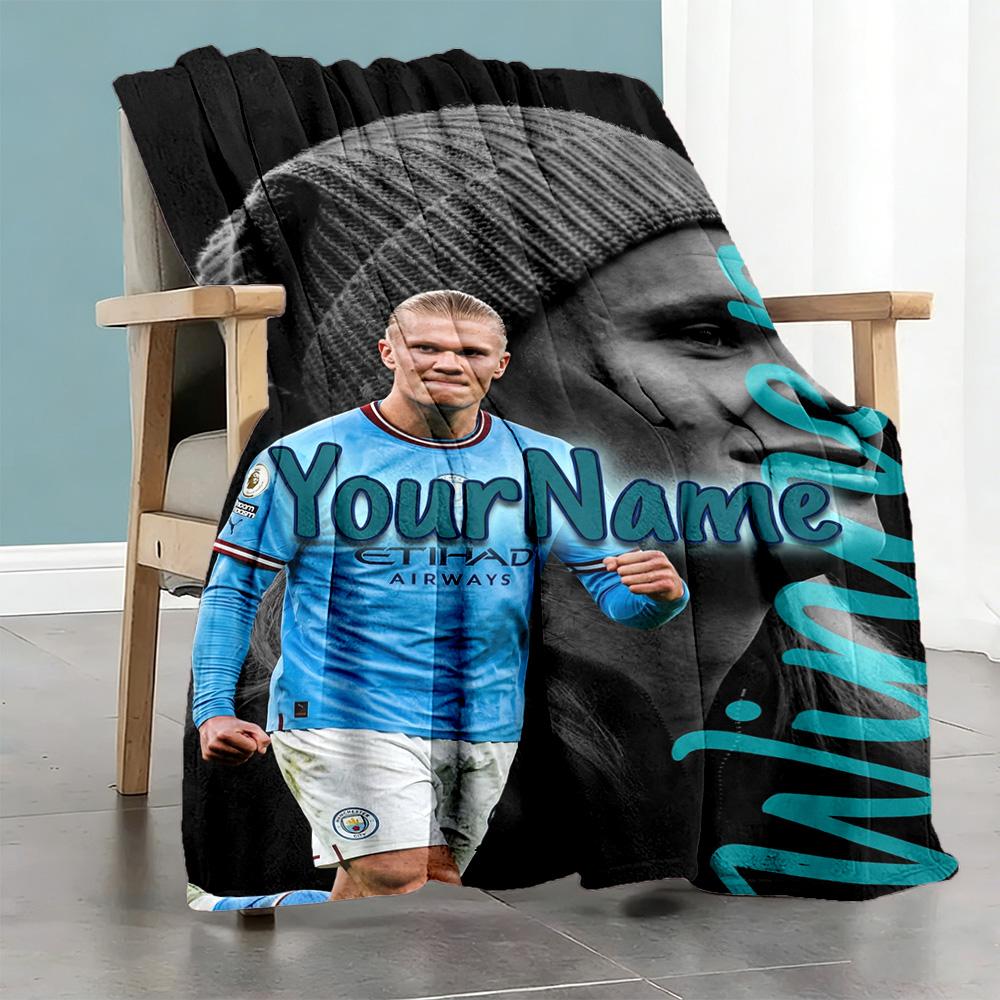 Haaland 7 Customize Text Blanket Lightweight Personalized Blanket Ultra-Soft for Nap Bed Sofa Living Room for All Occasions
