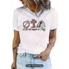 European and American spot printed crew neck T-shirt spring and summer casual short-sleeved crew neck top short-sleeved women's T-shirt