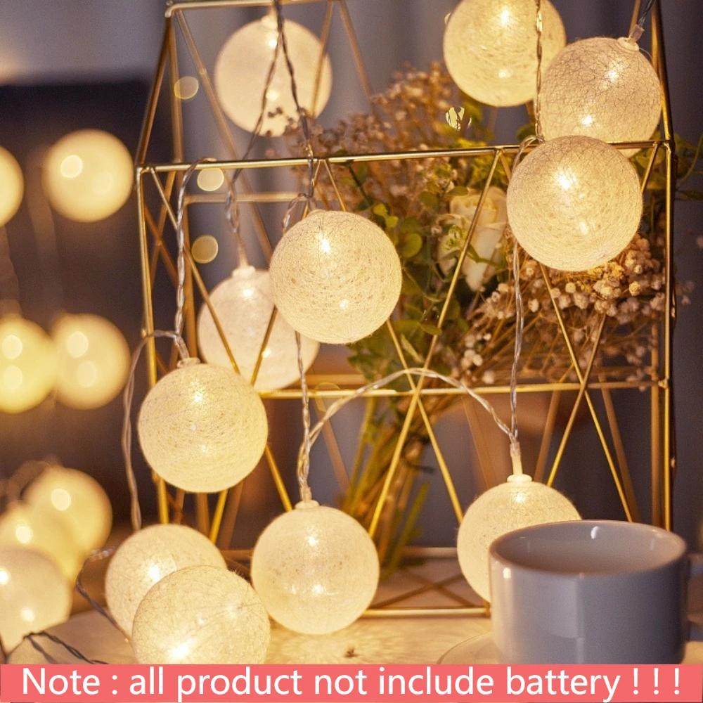 

10/20 LEDs Battery Powered Cotton Balls Fairy String for Christmas Novelty Lamp Chain Home Outdoor Garland Wedding Party 1.5m10leds