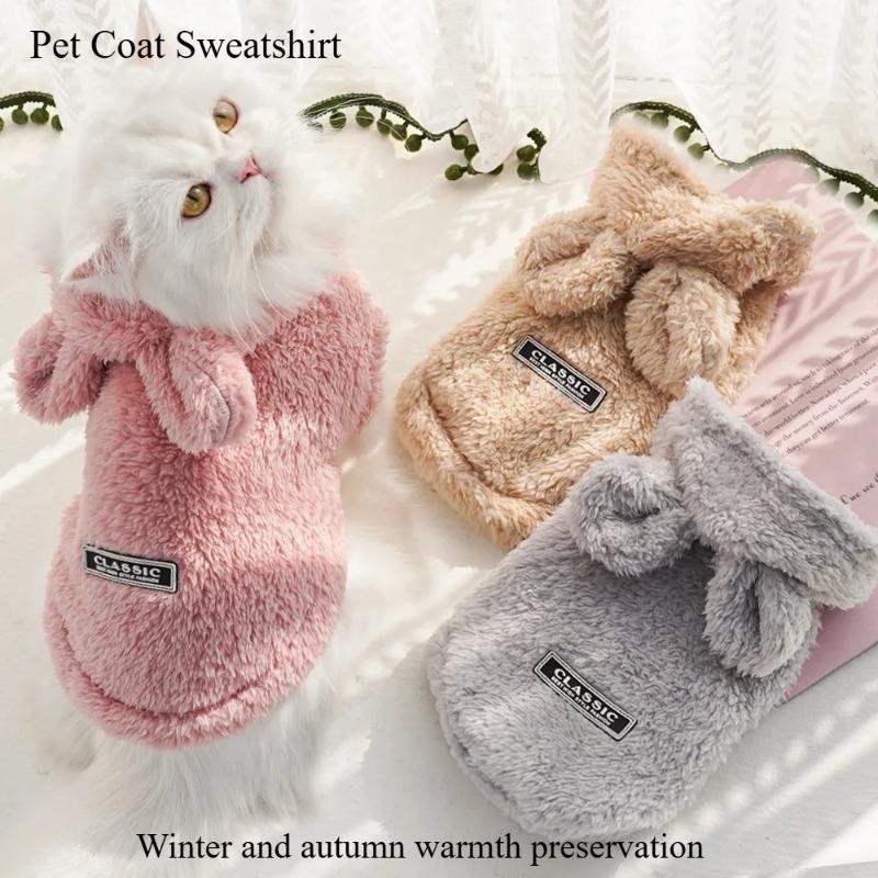 Vêtements doux en polaire pour animaux de compagnie manteaux mignons à capuche vestes à capuche pour chat et chien manteaux vêtements d'automne et d'hiver pour animaux de compagnie de petite et moyenne taille