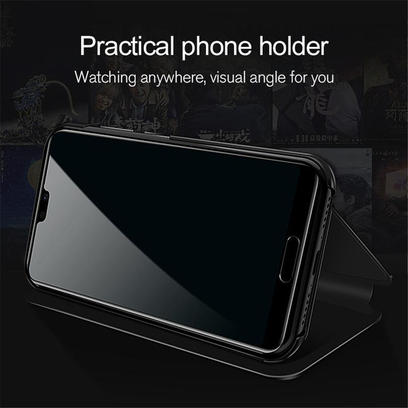 Smart Plating Mirror Phone Leather Case For Samsung S25 S24 S23 S22 S21 Ultra Plus FE A16 A56 A55 A15 A14 A54 iPhone 16 15 14 13 12 11 Pro Max Xs Max