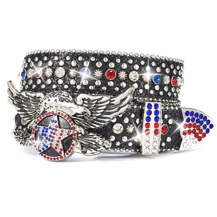 

Rhinestones Studded Snap Buckle Belt for Women Men Unisex Sequined Belt All Matching Waist Belt Shimmering Accessories 110 чорний