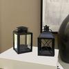 Minimalists Square Metal Candle Holders With Clear Glass Farmhouses Decoration Hanging Lanterns For Tabletop Display
