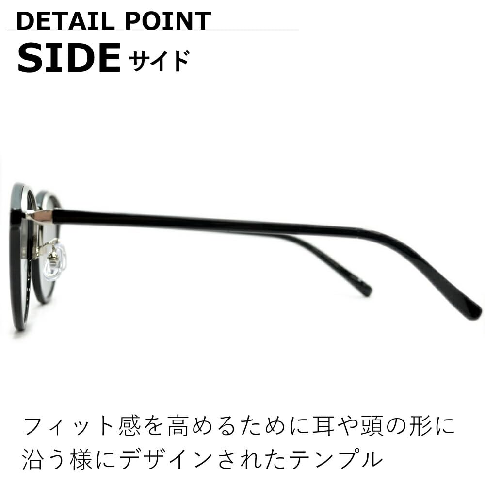 Sunglasses for Men and UV Fashion Boston Tinted Lightly [MERRY PLEASURE] Women, Protection, Glasses, Round, Style, Lenses, Colored, BLACK×Lt.BLUE