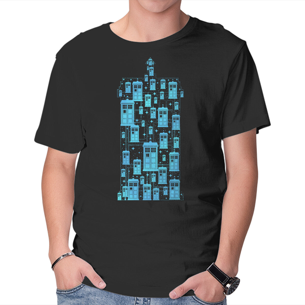 Unisex Crew Neck T-Shirt Tardis Time Machine Graphic Short Sleeve Casual Tee XXXL