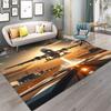 Airport Runway Carpet 3D Airplane Takeoff Design Sunset Cityscape Pattern Non Slip Large Area Rug for Modern Living Room