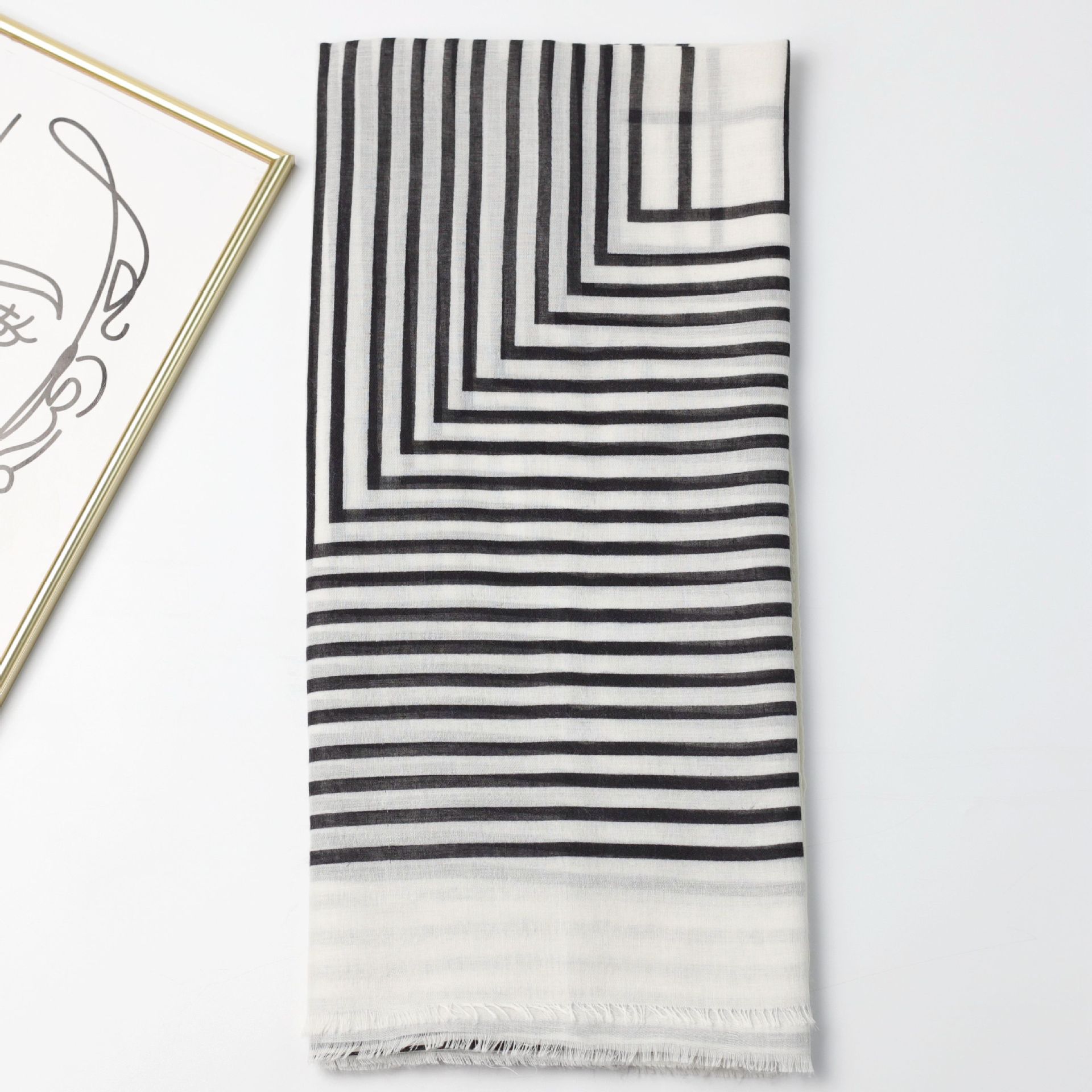 

2024 Весна и Осень Зима Новый Хлопок И Конопля Длинный Тонкий Шарф Путешествия Универсальный Солнцезащитный Теплый Шаль Для Женщин 88*180cm чёрный