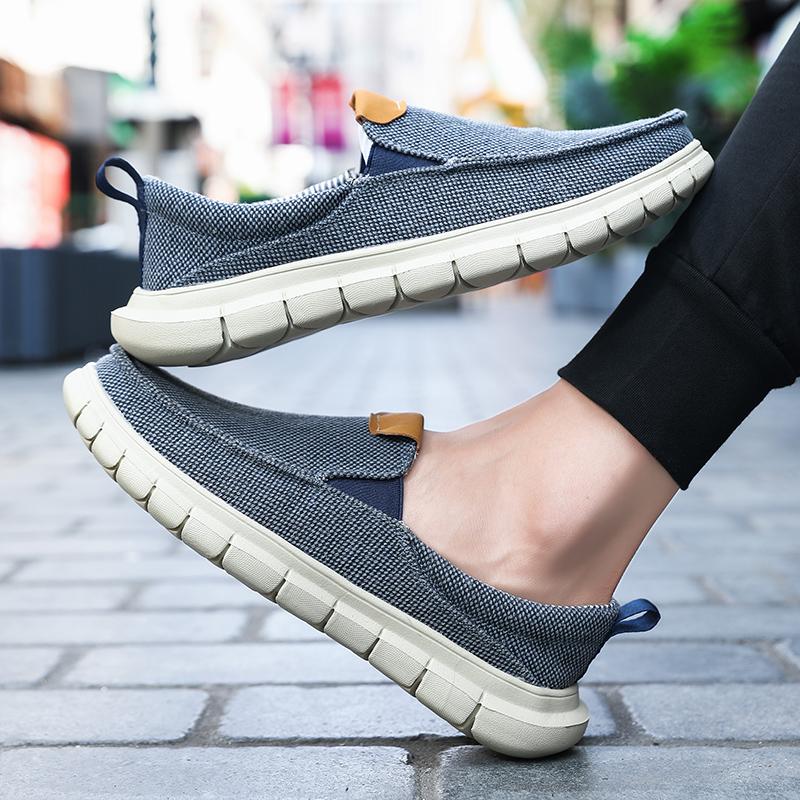 Fashion 2025 New  Men's Comfortable Canvas Loafers Lightweight Anti - Slip Walking Shoe Breathable Round - Toe Outdoor Casual Flat Shoes